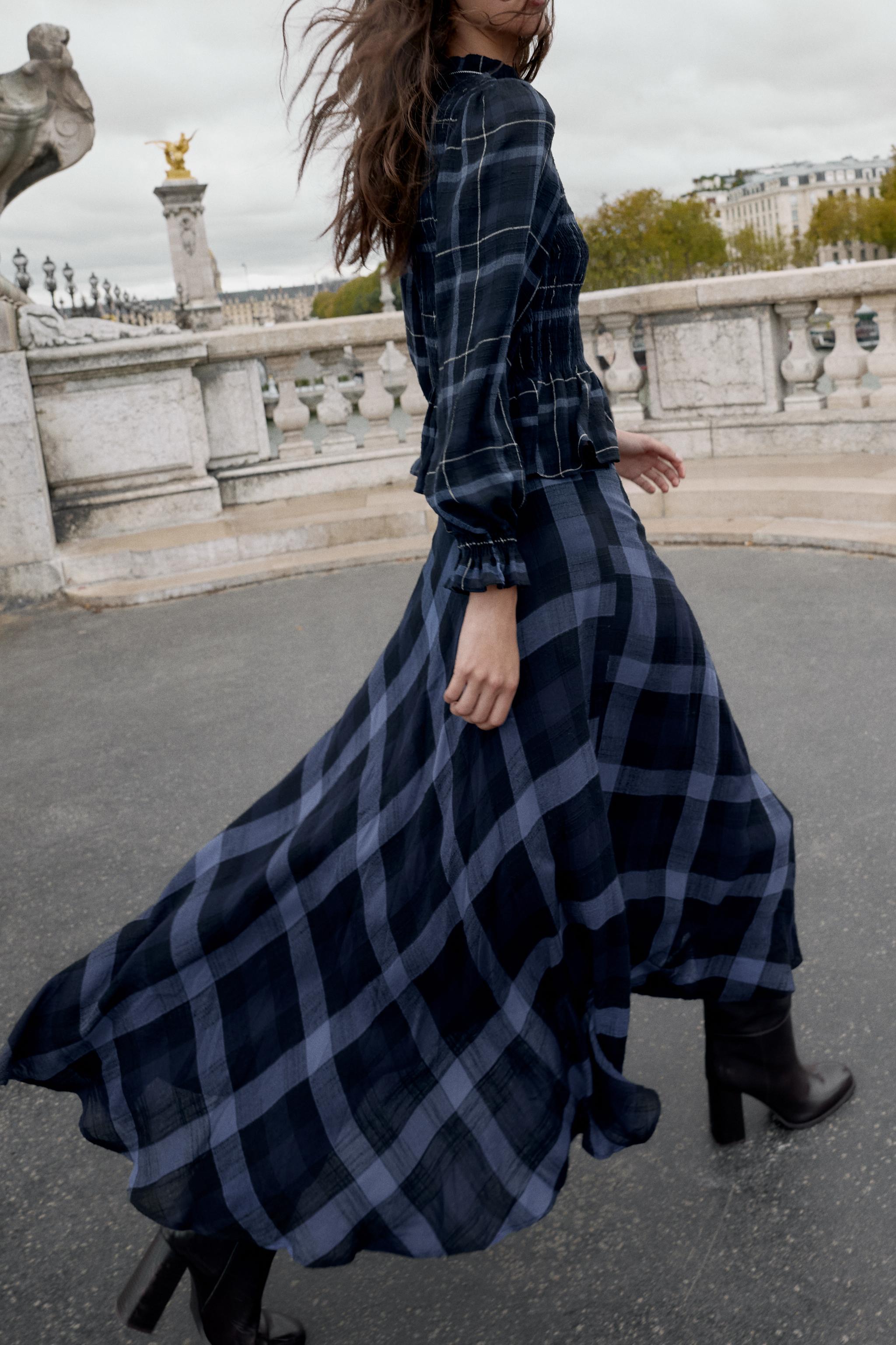 PLAID MIDI SKIRT